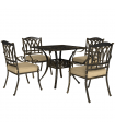 Outsunny 5 Pieces Cast Aluminium Garden Dining Set with Parasol Hole, Bronze