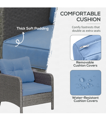 Outsunny 5 Pieces Outdoor Patio Furniture Set Wicker Conversation Set Blue