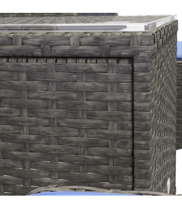 Outsunny 5 Pieces Outdoor Patio Furniture Set Wicker Conversation Set Blue