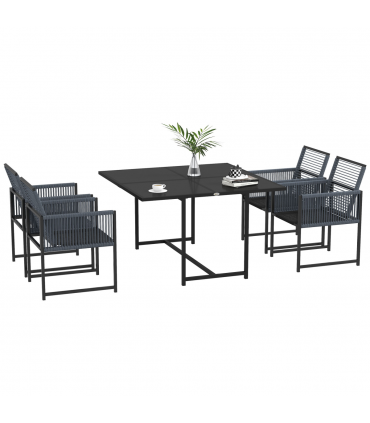 Outsunny 5 Pieces Patio Dining Set with Foldable Back for Poolside, Dark Grey