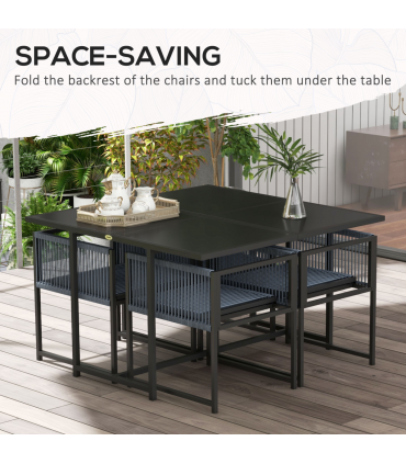Outsunny 5 Pieces Patio Dining Set with Foldable Back for Poolside, Dark Grey