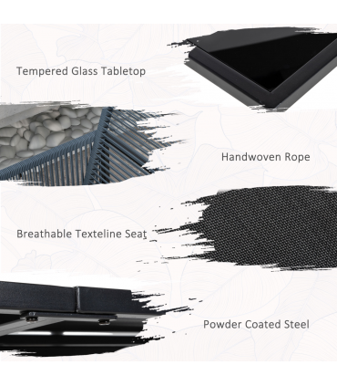 Outsunny 5 Pieces Patio Dining Set with Foldable Back for Poolside, Dark Grey