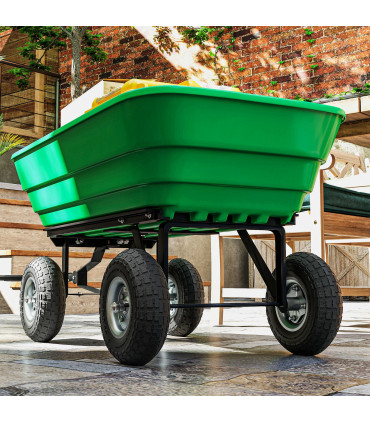 Outsunny Set of Four 10" Pneumatic Wheels for Barn Carts, Garden Cart Black