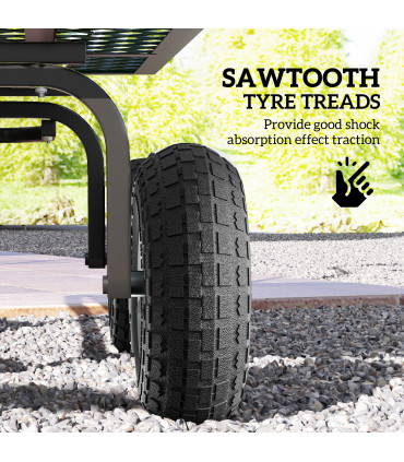 Outsunny Set of Four 10" Pneumatic Wheels for Barn Carts, Garden Cart Black