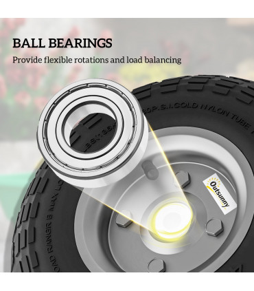 Outsunny Set of Four 10" Pneumatic Wheels for Barn Carts, Garden Cart Black