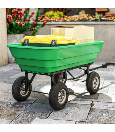 Outsunny Set of Four 10" Pneumatic Wheels for Barn Carts, Garden Cart Black