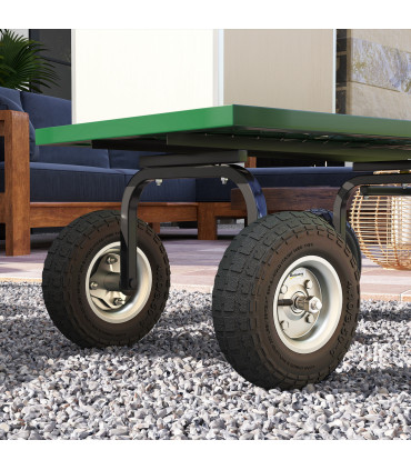 Outsunny Set of Four 10" Pneumatic Wheels for Barn Carts, Garden Cart Black