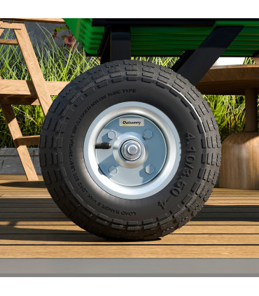 Outsunny Set of Four 10" Pneumatic Wheels for Barn Carts, Garden Cart Black