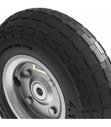 Outsunny Set of Four 10" Pneumatic Wheels for Barn Carts, Garden Cart Black