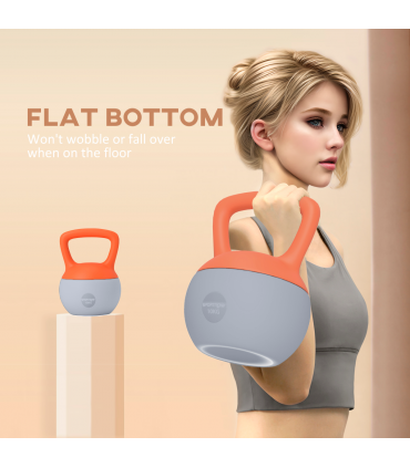 SPORTNOW 10KG Kettlebell w/ Soft Body and Non-Slip Handle, Orange and Grey