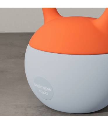SPORTNOW 10KG Kettlebell w/ Soft Body and Non-Slip Handle, Orange and Grey