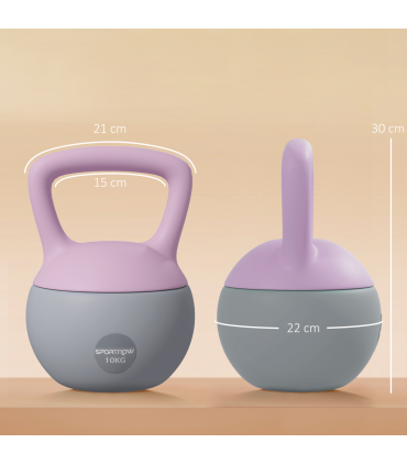 SPORTNOW 10KG Kettlebell w/ Soft Body and Non-Slip Handle, Purple and Grey