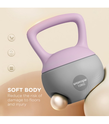 SPORTNOW 10KG Kettlebell w/ Soft Body and Non-Slip Handle, Purple and Grey