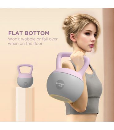 SPORTNOW 10KG Kettlebell w/ Soft Body and Non-Slip Handle, Purple and Grey