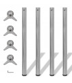 4 Height Adjustable Table Legs Brushed Nickel 870 mm