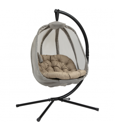 Hanging Egg Chair, Swing Hammock with Cushion and Stand, Khaki