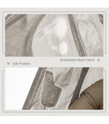 Hanging Egg Chair, Swing Hammock with Cushion and Stand, Khaki