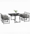 Outsunny 5 Pieces Patio Dining Set with Foldable Back, Light Grey