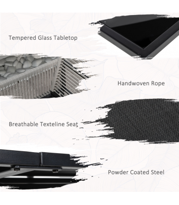 Outsunny 5 Pieces Patio Dining Set with Foldable Back, Light Grey