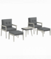 Outsunny 5 Pieces Rattan Patio set with Acacia Wood Top Coffee Table