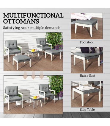 Outsunny 5 Pieces Rattan Patio set with Acacia Wood Top Coffee Table