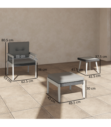 Outsunny 5 Pieces Rattan Patio set with Acacia Wood Top Coffee Table