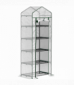 Outsunny 5 Tier Mini Greenhouse Grow House w/ Roll Up Door, White/Green
