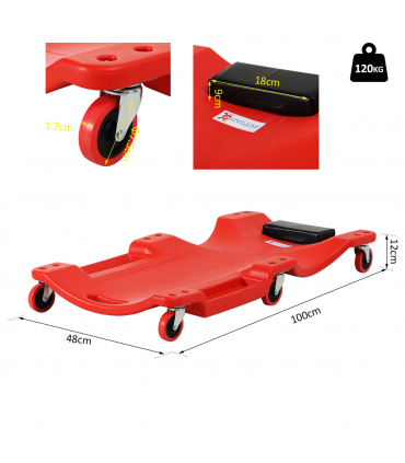 Mechanic Vehicle Creeper Rolling Moulded Workshop Garage Assistance Durhand