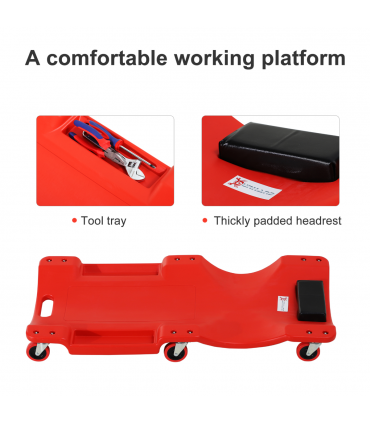 Mechanic Vehicle Creeper Rolling Moulded Workshop Garage Assistance Durhand