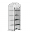 Outsunny 5 Tier Mini Greenhouse Grow House w/ Roll Up Door, White/Grey