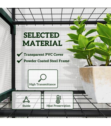 Outsunny 5 Tier Mini Greenhouse Grow House w/ Roll Up Door, White/Grey