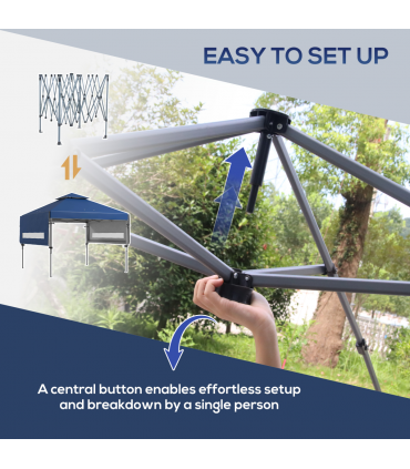 Outsunny 5 x 3(m) Pop Up Gazebo, Instant Shelter with Extend Dual Awning, Blue