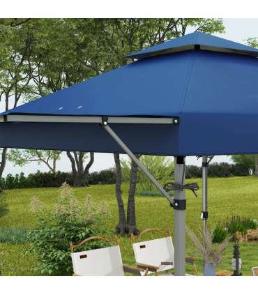 Outsunny 5 x 3(m) Pop Up Gazebo, Instant Shelter with Extend Dual Awning, Blue