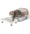 PawHut Stainless Steel Litter Box, Cat Litter Tray w/ Lid, Pedal, Scoop