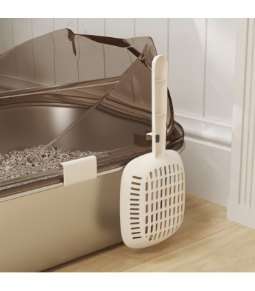 PawHut Stainless Steel Litter Box, Cat Litter Tray w/ Lid, Pedal, Scoop