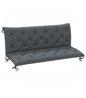 3 Seater Garden Bench Cushion Outdoor Seat Pad with Ties Dark Grey