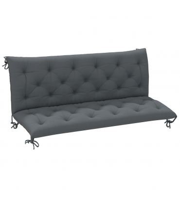3 Seater Garden Bench Cushion Outdoor Seat Pad with Ties Dark Grey