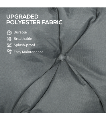 3 Seater Garden Bench Cushion Outdoor Seat Pad with Ties Dark Grey