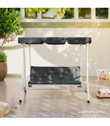 3 Seater Garden Bench Cushion Outdoor Seat Pad with Ties Dark Grey