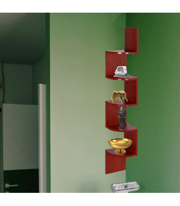 Corner Shelf 5 Tier Floating Rustic Brown 51.00 x 15.84 x 22.18 inches