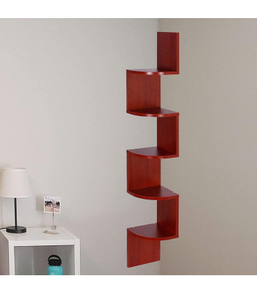 Corner Shelf 5 Tier Floating Rustic Brown 51.00 x 15.84 x 22.18 inches