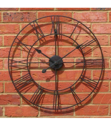 Wall Clock 60CM Roman Metal Aged Metal Skeleton Vintage Look Distressed Frame