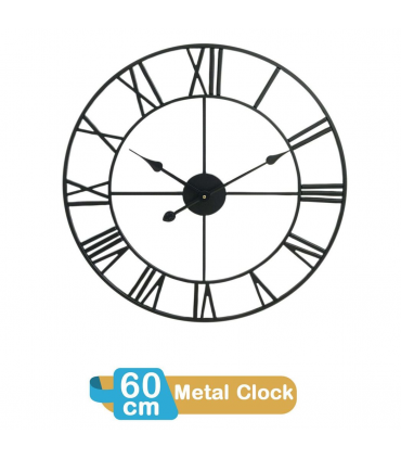 Wall Clock 60CM Roman Metal Aged Metal Skeleton Vintage Look Distressed Frame