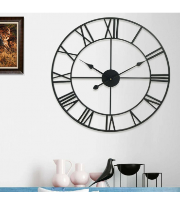 Wall Clock 60CM Roman Metal Aged Metal Skeleton Vintage Look Distressed Frame