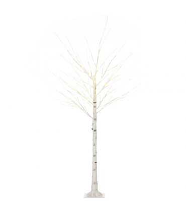 6ft Artificial White Birch Tree Light  96 Warm White Pre-Lit LED Light HOMCOM