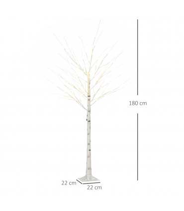 6ft Artificial White Birch Tree Light  96 Warm White Pre-Lit LED Light HOMCOM