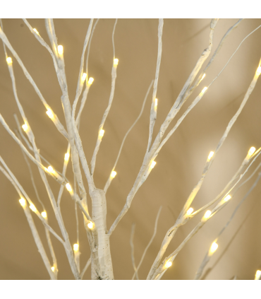 6ft Artificial White Birch Tree Light  96 Warm White Pre-Lit LED Light HOMCOM