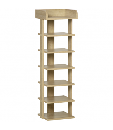 Shoe Rack Organizer 7 Tier Storage Shelf Wooden Display Cabinet Oak