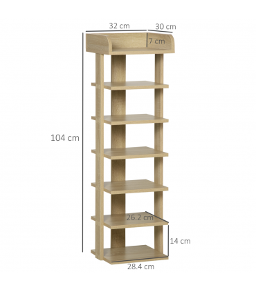 Shoe Rack Organizer 7 Tier Storage Shelf Wooden Display Cabinet Oak