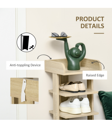 Shoe Rack Organizer 7 Tier Storage Shelf Wooden Display Cabinet Oak